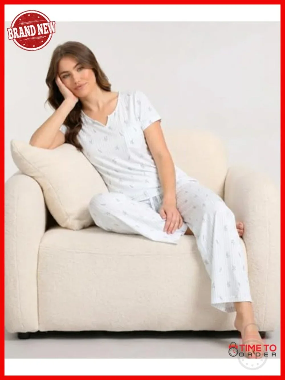Women's Bamboo Viscose Pajama Set - Short Sleeve & Long Pants - Cooling Sleep